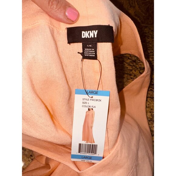 NWT DKNY Peach Sleeveless Linen Maxi Dress L Sustainable Minimalist Cottage Core - Picture 7 of 10